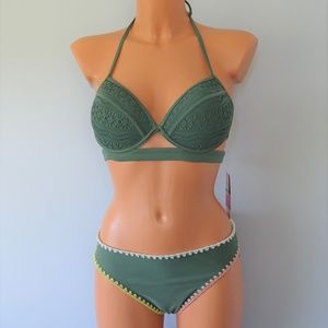 Hula Honey 2Pc Junior Little Wild Olive Bikini Set